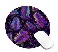 Tropical Palm Leaf Desk Mouse Pad, Vibrant Violet Tropical Foliage Non-Slip Gaming Mousepad, Rubber Washable Mousepad for Home Office Computer Round 8x8 Inch
