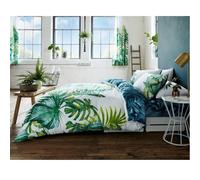 Tropical Palm Leaf Double Duvet Cover Reversible Jungle Quilt Bedding Set Green
