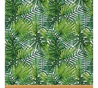 Tropical Palm Leaf Fabric by The Yard - Summer Palm Tree Leaves Indoor Outdoor Material (L276*W150cm) in Green and White, 3 Yards