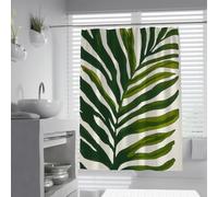 Tropical Palm Leaf Fabric Shower Curtain Minimalist Botanical Shower Curtain Nordic Bathroom Decorative Extra Long Cloth Fabric Green 200 x 240 cm