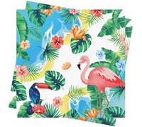 Tropical Palm Leaf Flamingo Napkins - Paper Serviettes for Kids' Jungle Party, Hawaiian Luau Summer Picnic, Decoupaged Tropicana Party - 33x33cm (40Pcs)