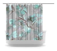 Tropical Palm Leaf Shower Curtain Fabric Summer Banana Leaves Bathroom Decor Teal Botanical Monstera Leaf Palm Tree Bathtub Curtain Set with Hooks 72x72inch