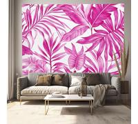 Tropical Palm Leaf Tapestry, Hand-Drawn Leaves Aesthetics Tapestries Wall Hanging, Pink Tapestry Wall Art Decor, for Bedroom Living Room Dorm Home Party Decoration - 200x150cm
