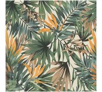 Tropical Palm Leaf Botanical Wallpaper Green Teal Ochre Feature Wall