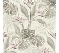 Tropical Palm Leaf Wallpaper Grey White Pink Paste The Wall Vinyl Textured