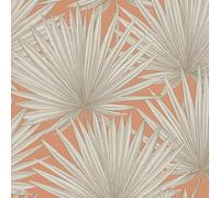 Tropical Palm Leaf Wallpaper Textured Paste The Wall Vinyl Orange White Beige