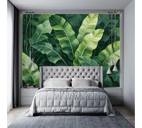Tropical Palm Leaf Wallpapers Green Banana Leaves Removable Self Adhesive Wallpaper Heavyweight Stick On Contact Paper for Living Room, Bedroom - Custom- Wall Decoration 320Cm(H) X600Cm(W)