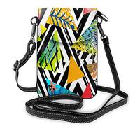 Tropical Palm Leaves and Flowers Ornament Functional Multi Crossbody Cell Phone Passport Purse