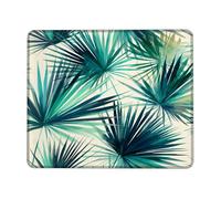 Tropical Palm Leaves Desk Mouse Pad, Stitched Edge Mousepad Rubber Non-Slip Washable Mouse Pad for Home Computer Office Laptop