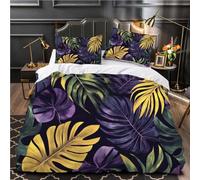 Tropical Palm Leaves Double Duvet Cover Sets 3pcs Colorful Bedding Set 3D Printed Brushed Ultra Soft Microfiber Quilt Cover 200x200 with Zipper Closure with 2 Pillowcases a.658