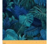 Tropical Palm Leaves Fabric by The Yard 3D Teal Blue Natural Plants Fabrics for Sewing Supplies Wild Jungle Botanical Leaf Fabric for Room Decor and DIY Upholstery 2 Yards,72" L x 59" W