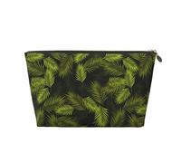Tropical Palm Leaves Fern Leaf Leather Makeup Bag, Travel Cosmetic Toiletry Bag for Women, Large Capacity Makeup Pouch, Zipper Makeup Bag Organizer