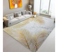 Tropical Palm Leaves Gold Leaves Area Rug 100 X 150 Cm Gold Beige Washable Living Room Rug Non-Slip Soft Accent Flannel Carpet For Living Room Bedroom Home Office Dining Room Kitchen