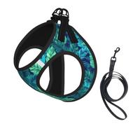 Tropical Palm Leaves Pet Leash Vest For Small Dogs Cats Reflective Adjustable Soft Outdoor Walking Hiking Training