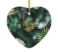 Tropical Palm Leaves Print Christmas Tree Ceramic Hanging,Santa Christmas Tree Decorations Xmas Hanging Ornaments