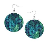 Tropical Palm Leaves Print Leather Earrings for Women â€“ Lightweight Dangle, Colorful Hoop Jewelry, Perfect for Girls Accessories