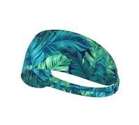 Tropical Palm Leaves Print Non-Slip Elastic Running Headband, Sweat Absorbing Stretchy Hair Bands For Gym Yoga, Soft Skin-Friendly Foldable Workout Headband