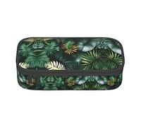 Tropical Palm Leaves Print Pencil Case, Medium Size Pen/Pencil Holder Pouch Bag with Double Zippers for Work,Cute