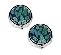 Tropical Palm Leaves Print Pill Box 3 Compartment Medicine Pill Case,Portable for Pocket Or Purse Pill Organizer Decorative Metal Medicine Vitamin Organizer Unique Gift