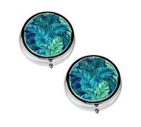 Tropical Palm Leaves Print Pill Box 3 Compartment Medicine Pill Case,Portable for Pocket Or Purse Pill Organizer Decorative Metal Medicine Vitamin Organizer Unique Gift