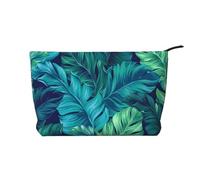 Tropical Palm Leaves Printed Make up Bag for Women Corduroy Makeup Bags Zipper Travel Cosmetic Bags Pouch Organizer