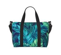 Tropical Palm Leaves Printed Travel Duffel Bag for Women Men - Weekend Overnight Bags with Adjustable Shoulder Strap and Handle