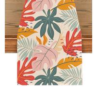 Tropical Palm Leaves Summer Table Runner, Green Leaves Monstera Table Runner, Summer Kitchen Decoration Indoor, Holiday Party Table Decoration for Wedding, Birthday, Garden Party, 40 x 240 cm