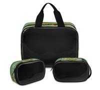 Tropical Palm Leaves Tigers Makeup Bag for Women Men, Translucent Cosmetic Bag Wash Pouch Shower Bag 3 Pcs Travel Toiletry Toiletries Cosmetic Organizer