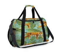 Tropical Palm Leaves Tigers Travel Duffel Bag for Girls Boys Women Men Weekend Overnight Bag Shoulder Tote Luggage Handbag for Travel Sports Gym