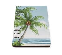 Tropical Palm Tree A5 Loose Leaf Notebook, Premium PU Leather Refillable 6-Ring Binder Journal, Durable Cover Lined Paper Lay Flat Design for Writing Journaling and Organization