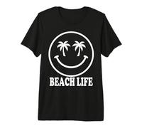 Tropical Palm Tree Happy Face Vacation Summer Design Premium T-Shirt