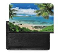 Tropical Palm Tree Hawaii Beach Passport Holder Vaccine Card Holder Travel Document Organizer Credit Card Organizer for Women/Men