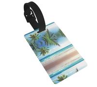 Tropical Palm Tree Hawaii Beach Print 5pcs Luggage Tags for Suitcases,Cute Suitcase Tag Identifiers for Baggage Tag for Cruise Airport Travel PVC