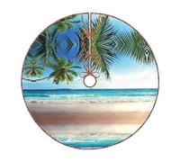 Tropical Palm Tree Hawaii Beach Print Christmas Tree Skirt Festive Decoration For The Perfect Holiday Ambience