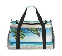 Tropical Palm Tree Hawaii Beach Print Everyday Use Travel Duffle Bag Large Capacity Travel Bag Stylish Functional Bag, Black, One Size