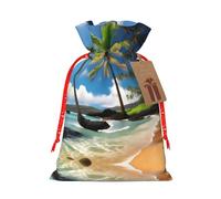 Tropical Palm Tree Hawaii Beach Print Reusable Gift Bags,Drawstring Gift Bags For Jewelry And Gifts,For Festive Occasions