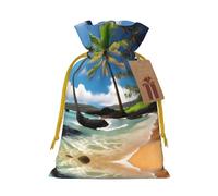 Tropical Palm Tree Hawaii Beach Print Reusable Gift Bags,Drawstring Gift Bags For Jewelry And Gifts,For Festive Occasions