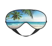 Tropical Palm Tree Hawaii Beach Print Satin Sleep Mask & Eye Mask | Deep Dream Sleep Masks for Women & Men | Soft Sleeping Eye Mask to Nourish Skin