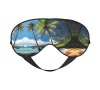 Tropical Palm Tree Hawaii Beach Print Soft Eye Mask for Women Men Comfortable with Adjustable Strap for Travel Yoga Nap Shift Work