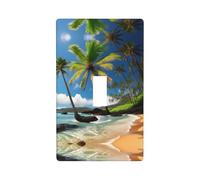 Tropical Palm Tree Hawaii Beach Print Wall Plate, Acrylic Back Panel Or Plate, Protect Wall from Finger Prints