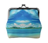 Tropical Palm Tree Hawaii Beach Printed Coin Purse Pouch-Mini Coin Wallet,Change Purse,Leather Coin Pouch Holder For Woman Girls, Black, One Size, Modern,european Style, Retro