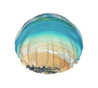 Tropical Palm Tree Hawaii Beach Printed Double Layer Lined Shower Cap,Shower Caps For Women Reusable