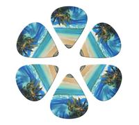 Tropical Palm Tree Hawaii Beach Printed Guitar Picks -6 Pcs Guitar Picks Plectrum,Guitar Accessories,Electric Guitar Pick, Bass & Ukulele 0.71mm