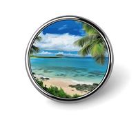 Tropical Palm Tree Hawaii Beach Round Badge 25mm/1 Inch Metal Buttons Round Badge Pin Button Parts Classic Pin Holders Buttons for Shirts Clothes Individualistic Brooch