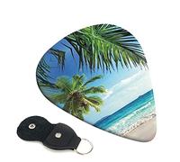 Tropical Palm Tree Hawaii Beach Set Of 6 Guitar Plectrums For Acoustic Guitar, Electric Guitar, Bass, Ukulele - Thin, Medium And Thick.