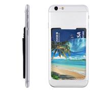 Tropical Palm Tree Hawaii Beach WhitePrinted Phone Card Holder Wallet Sleeve PU Leather Phone Pocket Compatible with iPhone Samsung Galaxy