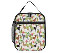 Tropical Palm Tree Hula Dancer Dog Greyhound Pattern Insulated Lunch Bag Reusable Cooler Lunchbox Tote Meal Container for Women Men