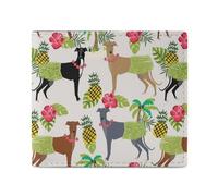 Tropical Palm Tree Hula Dancer Dog Greyhound Pattern Men Wallet Leather Bifold Wallets with Window Slim Minimalist Front Pocket