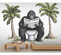 Tropical Palm Tree Mural Wallpaper, Gorilla Wall Mural, Monkey Bedroom Wallpaper, Monkey Murals - 100x70cm (Not Peel n' Stick)