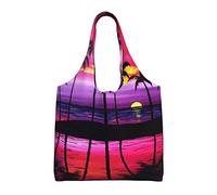 Tropical Palm Tree Print Canvas Tote Bag Shoulder Handbag Large Capacity Shopping Bag